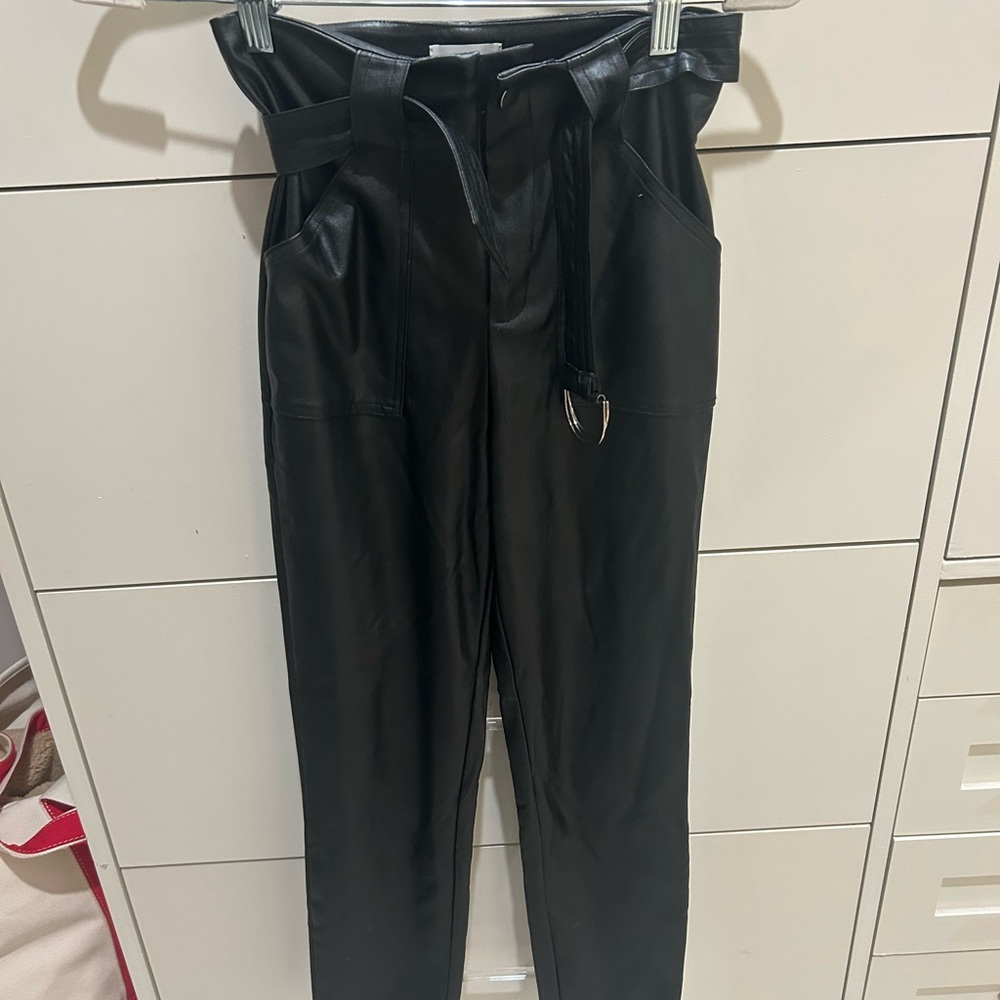Superdown Black Faux Leather Pants